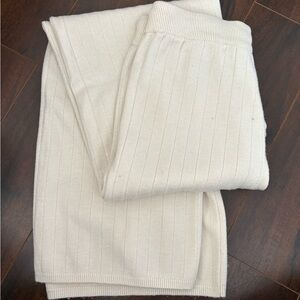 Cream Ribbed Knit Pants